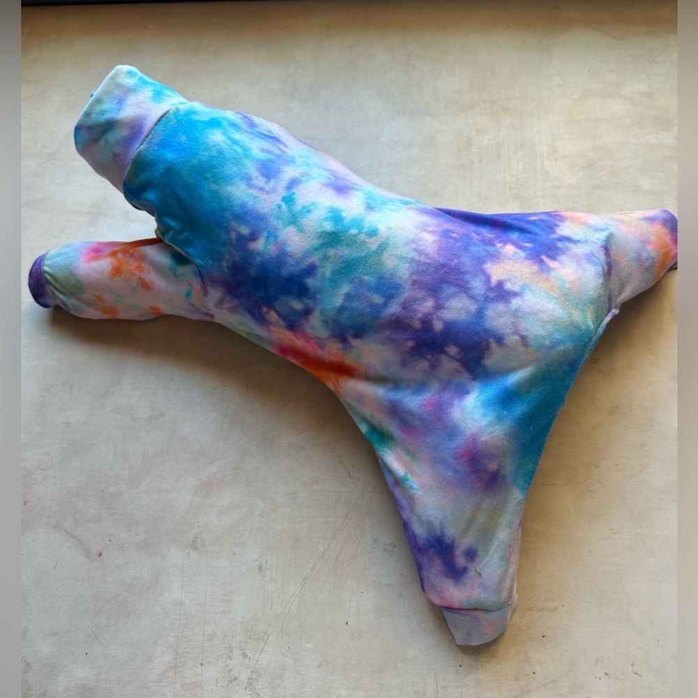Handmade Tie-Dye Rainbow Pet Pajamas | Small Dog Apparel Upcycled - Picture 2 of 7